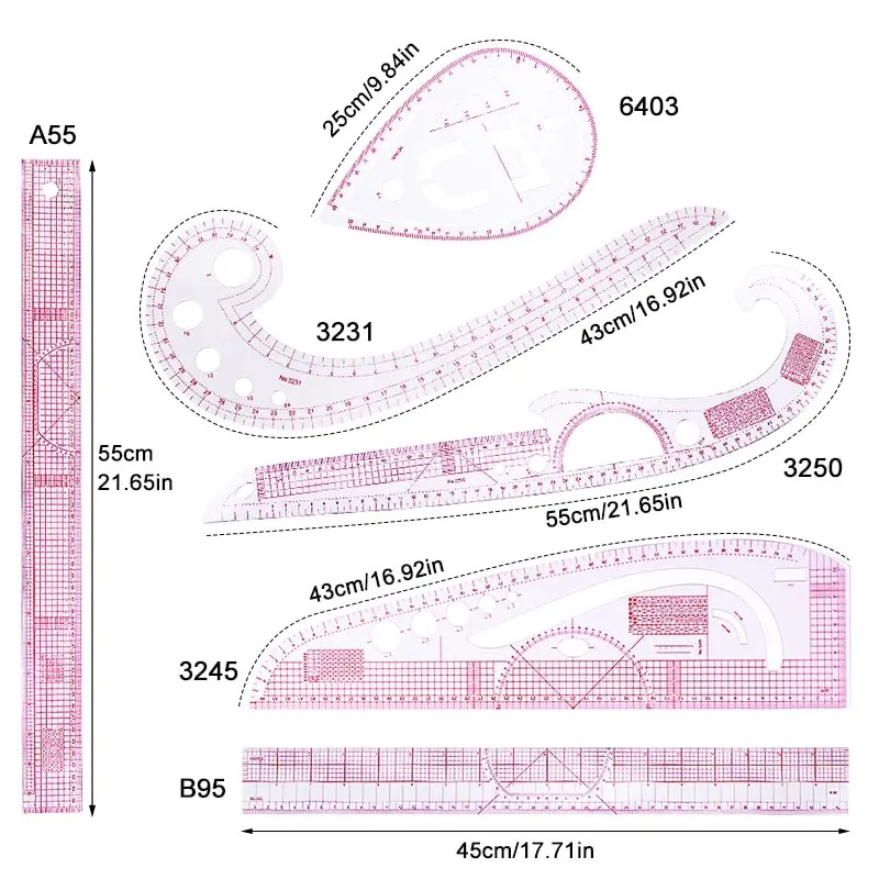 6PCS French Curve Ruler Soft P - огляд і ціна Sewing Gauge Ruler