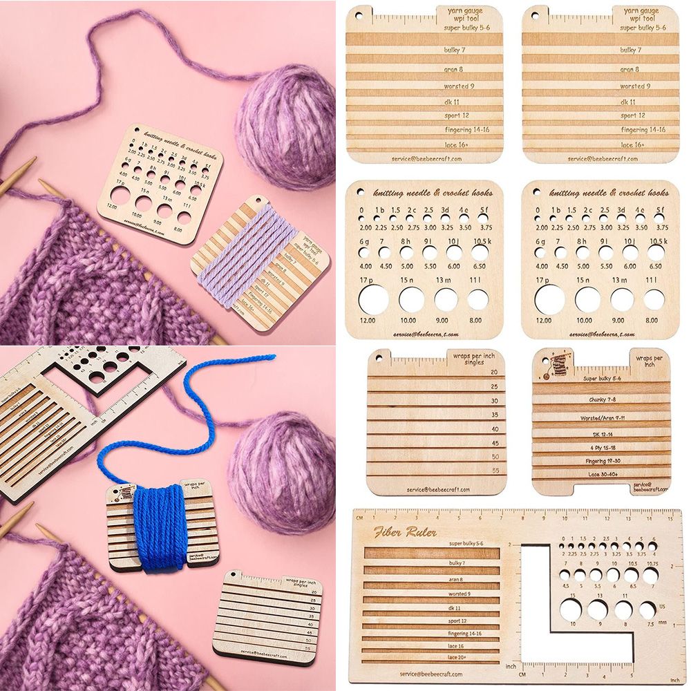 3/4pcs Wood Knitting Needle Ga - огляд і ціна Sewing Gauge Ruler