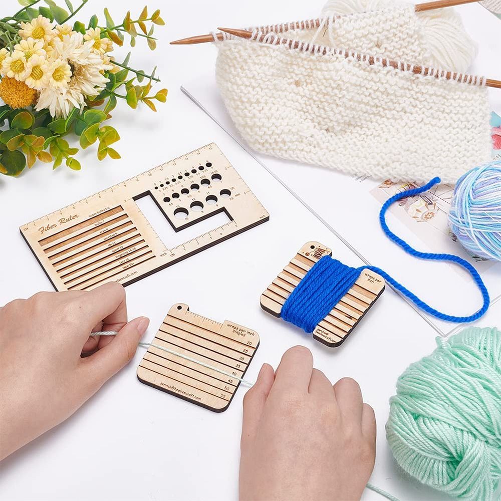3/4pcs Wood Knitting Needle Ga - огляд і ціна Sewing Gauge Ruler